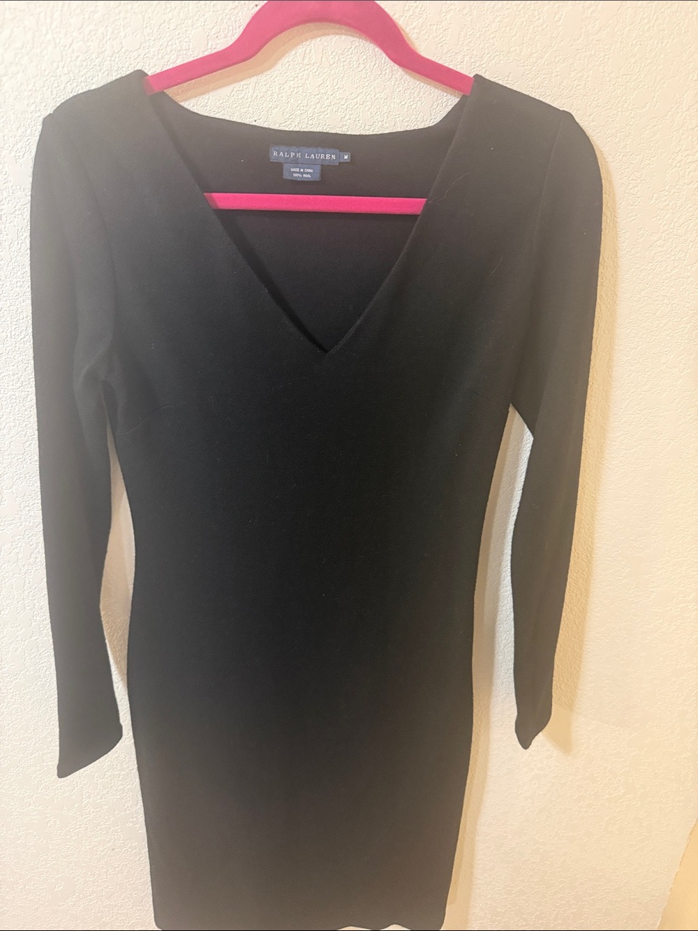 Ralph Lauren Black V-Neck Long Sleeve Sweater Dress